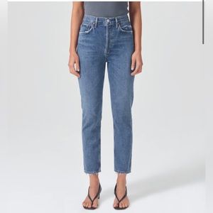 Agolde Riley High Rise Straight Crop in Frequency EUC